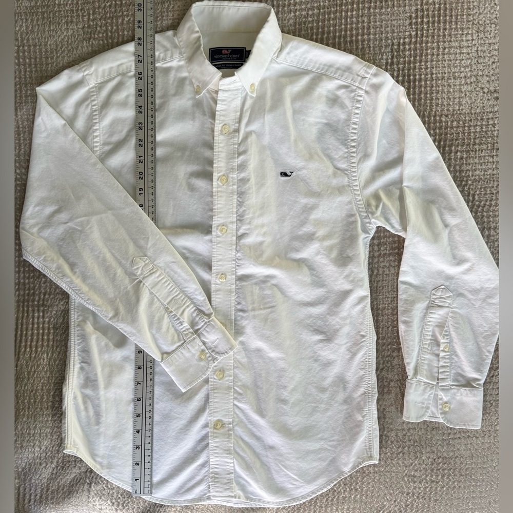 🐳 Vineyard Vines Classic Fit Whale Shirt White Button Down Small - Picture 6 of 13